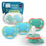 Philips AVENT ultraluftnappar - paket med 4 BPA-fria nappar som andas för bebisar 6-18 månader, inklusive bärväska och sterilisering, sköldpadda/valmönster (modell SCF085/66)