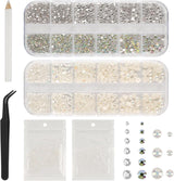 5820 Stück Strasssteine ​​Nägel, Glitzersteine ​​Nägel Und Halbrunde Perlen, AB Kristall Rhinestones, Flatback Nagel Steine ​​Mit Pinzette Und Stift Für Nagel/Diy (Mehrere Größen Und Farben)