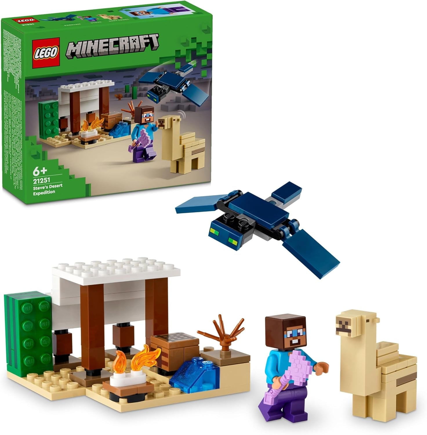 LEGO Minecraft Steve's Desert Expedition, Boys & Girls Videospelset, Steve Biome, House, Figures and Camel Toy, Gamer Present för 6 år gammal 21251 Byggset Besuche den LEGO-Store Standardtitel