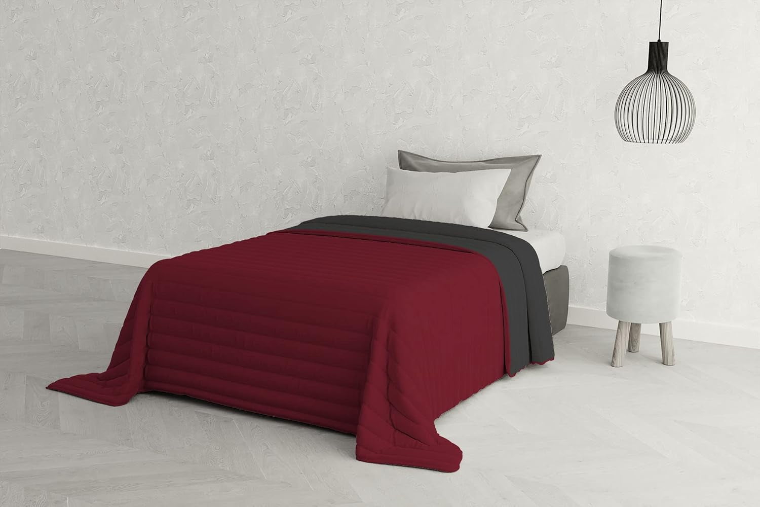 Italienska sängkläder Estivo enkelsäng, linne, Aqua, 170 X 270 Cm Täcken och täcken Naty Shop Grigio/Bordeaux 170 X 270 Cm