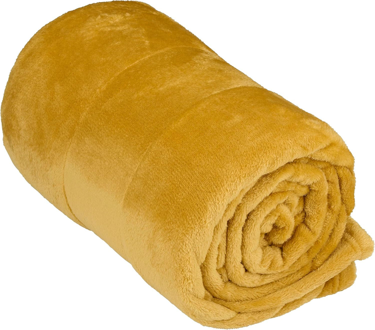 Articasa fleecefilt 150 X 200 Cm - överkast - bekväm filt - sofffilt - sofffilt för 1 person - vardagsrumsinredning - maskintvättbar - senap gul - fleece/polyester Sängar och filtar Arti Casa Standardtitel