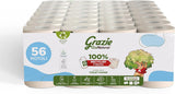 Grazie naturligt toalettpapper, Econatural, 56 rullar, fiberpack återvunnet toalettpapper, 100 % ekologiskt, miljövänligt, miljömärkt och FSC-återvunnet, tillverkat i Italien