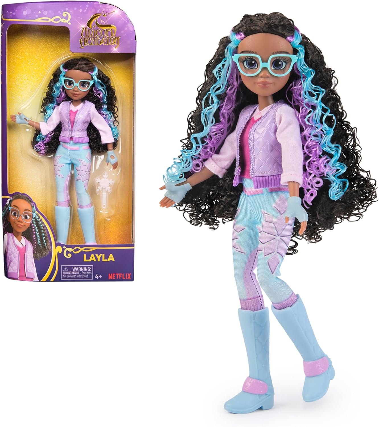Unicorn Academy Deluxe Masked Ball Sophia - 24 cm docka från populära Netflix-serier med 2 outfits, klassisk dress-up och rollspel, ålder 4+ Naty Shop Dolls Layla Doll Dress Up