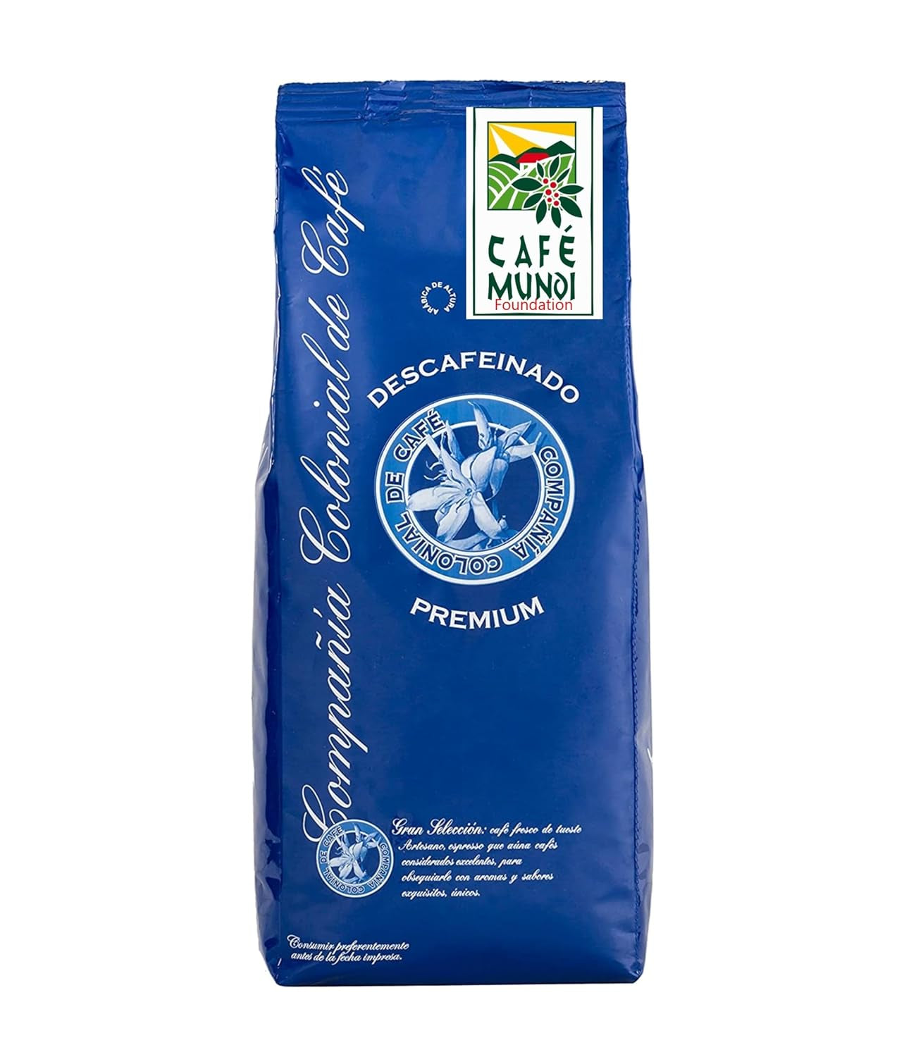 Koffeinfria kaffebönor 1 kg naturlig 100% - Espresso Intensiv smak från Colombia och Brasilien.
