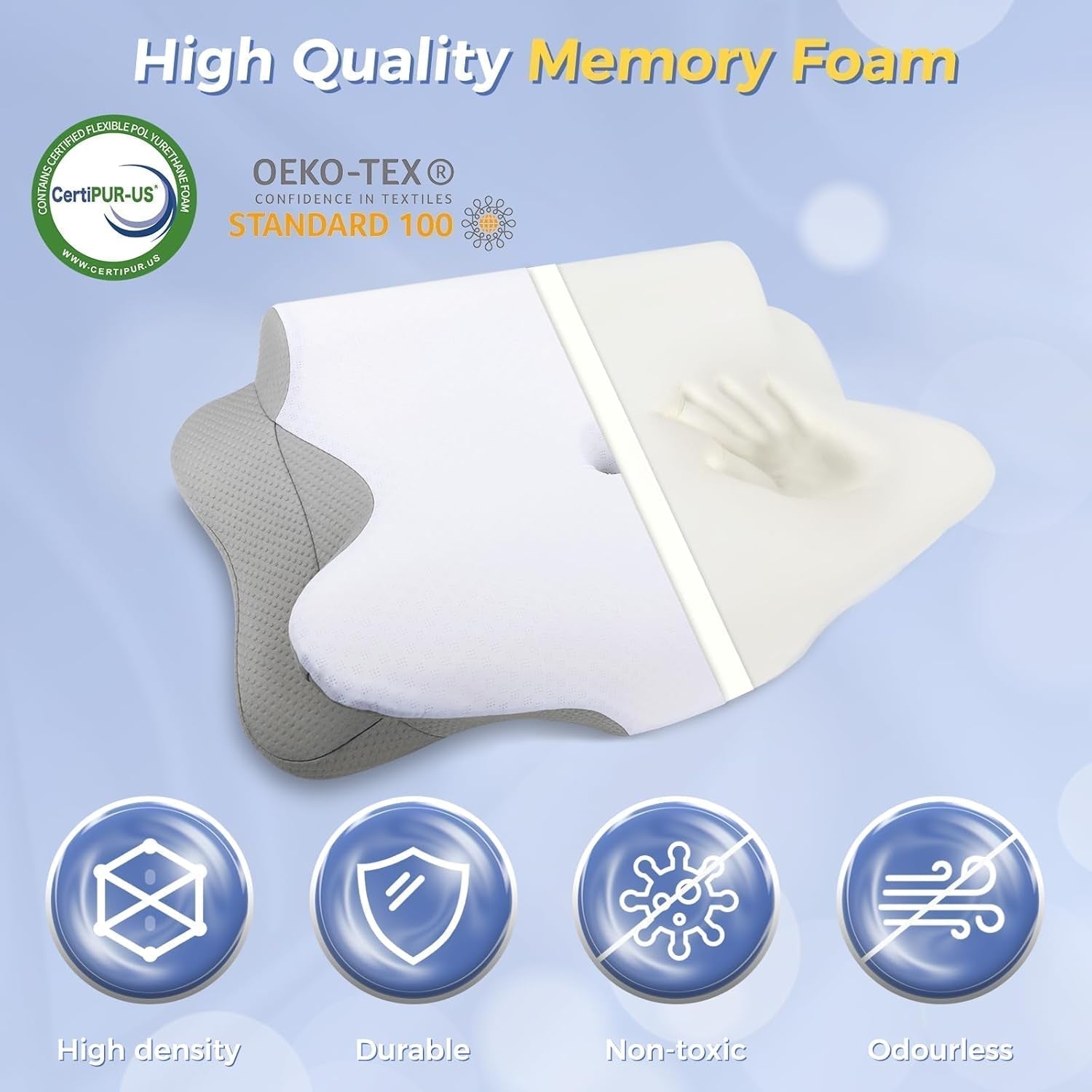 SAHEYER nackkudde 2 i 1 Ergonomisk nackstödskudde och nackrullskudde Ortopedisk kudde för sidoslipare Memory Foam-kudde för sidoslipare Rygg och mage Ortopediska livmoderhalskuddar Naty Shop