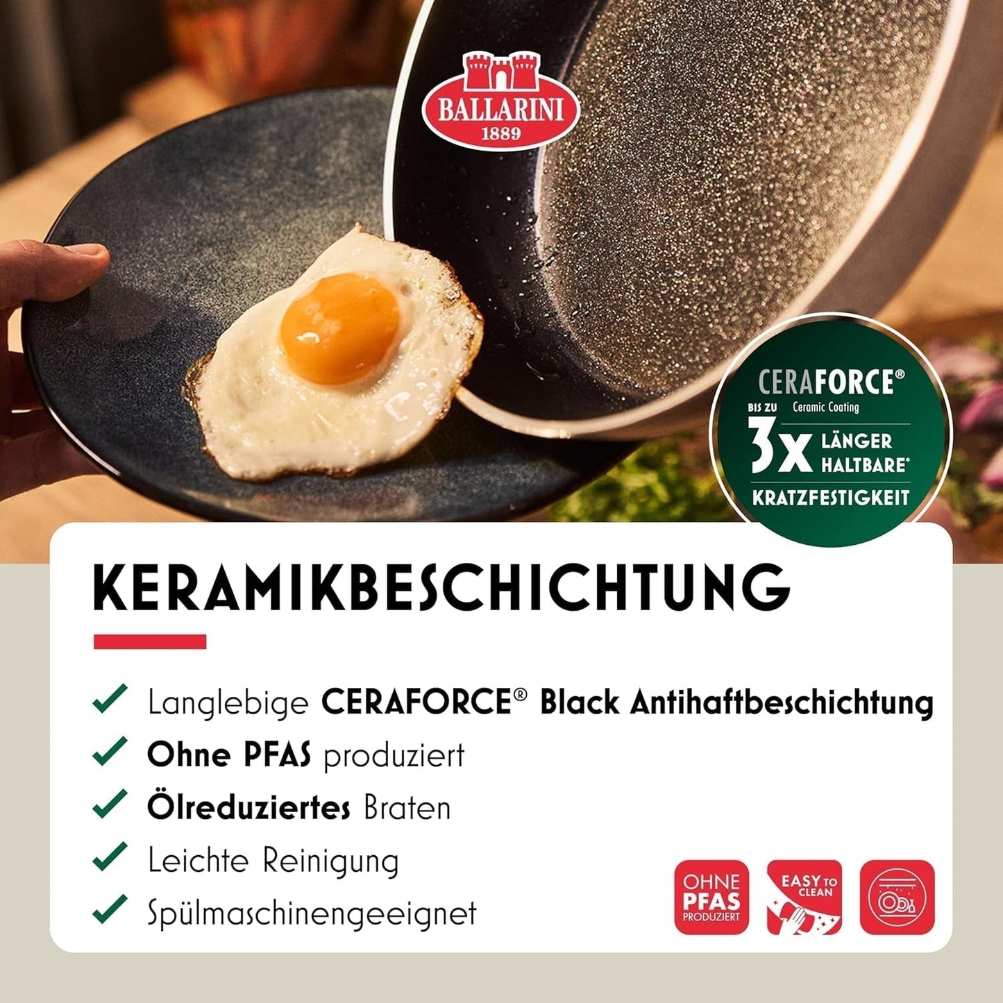 Ledro stekpanna, 24 cm, aluminium, lämplig för induktion, non-stick keramisk beläggning, Thermopoint, Made in Italy, beige grytor och stekpannor Naty Shop