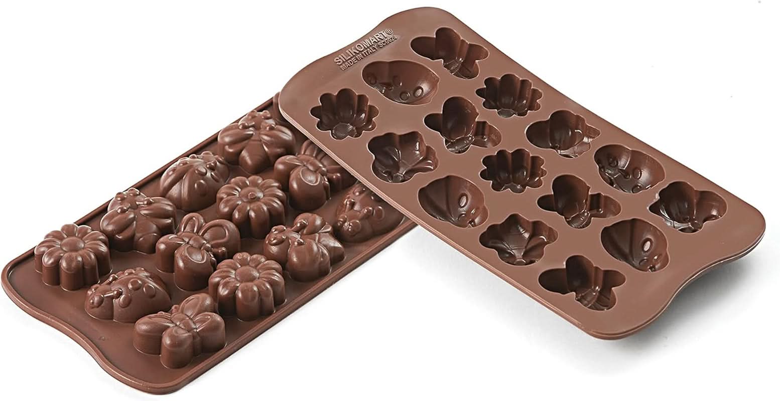 Silikomart 199199, form för choklad, vårmodell, 15 praliner, Brown Kitchen Naty Shop