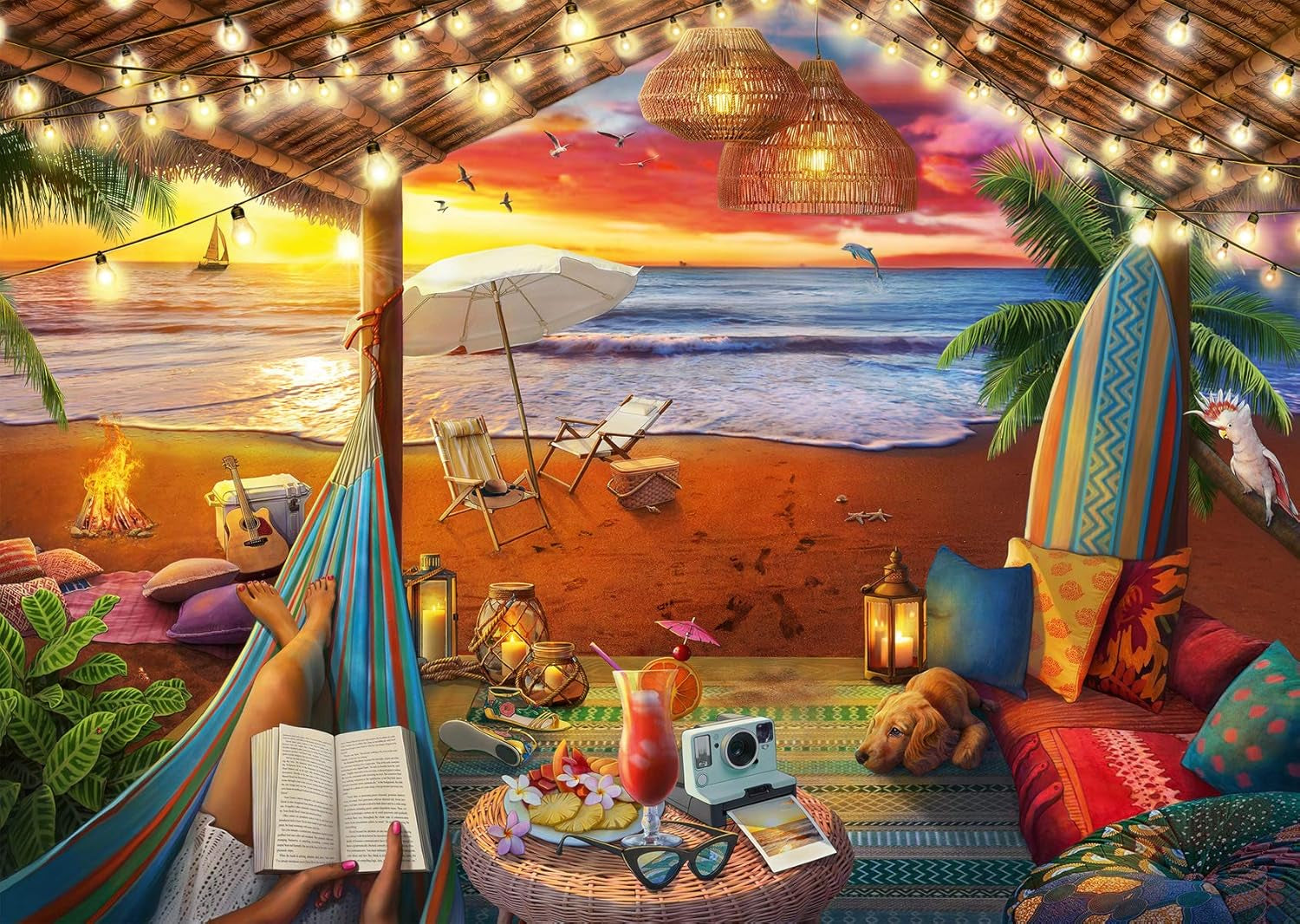 Ravensburger Puzzle 16795 - Sunset on the Beach - 500-bitars pussel för vuxna och barn 10+ med större pusselbitar [Exklusivt på Amazon] Pussel Naty Shop Single