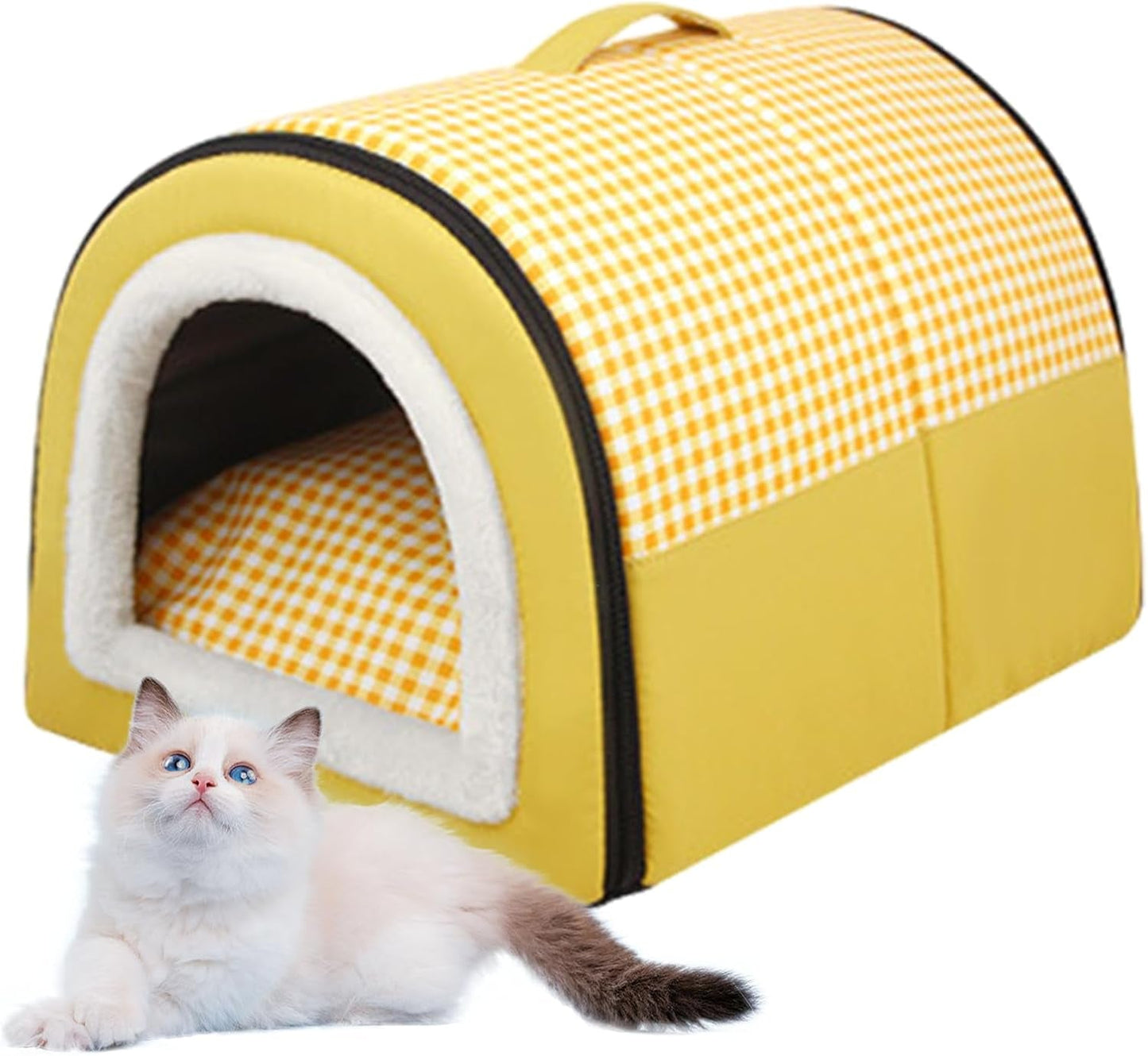 Katzenhöhle | Katzenhaus für Draußen Winterfest | Katzenhöhle Outdoor för Katzen | Katzenbett Höhle Katzenhaus Mit Abnehmbarem Waschbarem Matte | Wasserdichtes Wetterfestes Katzenbett Innen Draußen