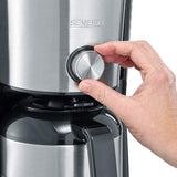 SEVERIN "TypeSwitch" espressomaskin med termokanna, AromaSwitch för att välja mellan 2 bryggprofiler, kaffemaskin för upp till 10 koppar, 1000W, borstat rostfritt stål-svart, KA 4845