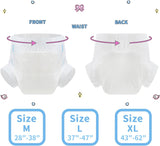 CutiePlusU vuxenblöjor, 10-pack inkontinenstrosor för engångsbruk med öglor för kvinnor och män, maximal absorptionsförmåga över natten - vit (medelstor 71-96 cm)