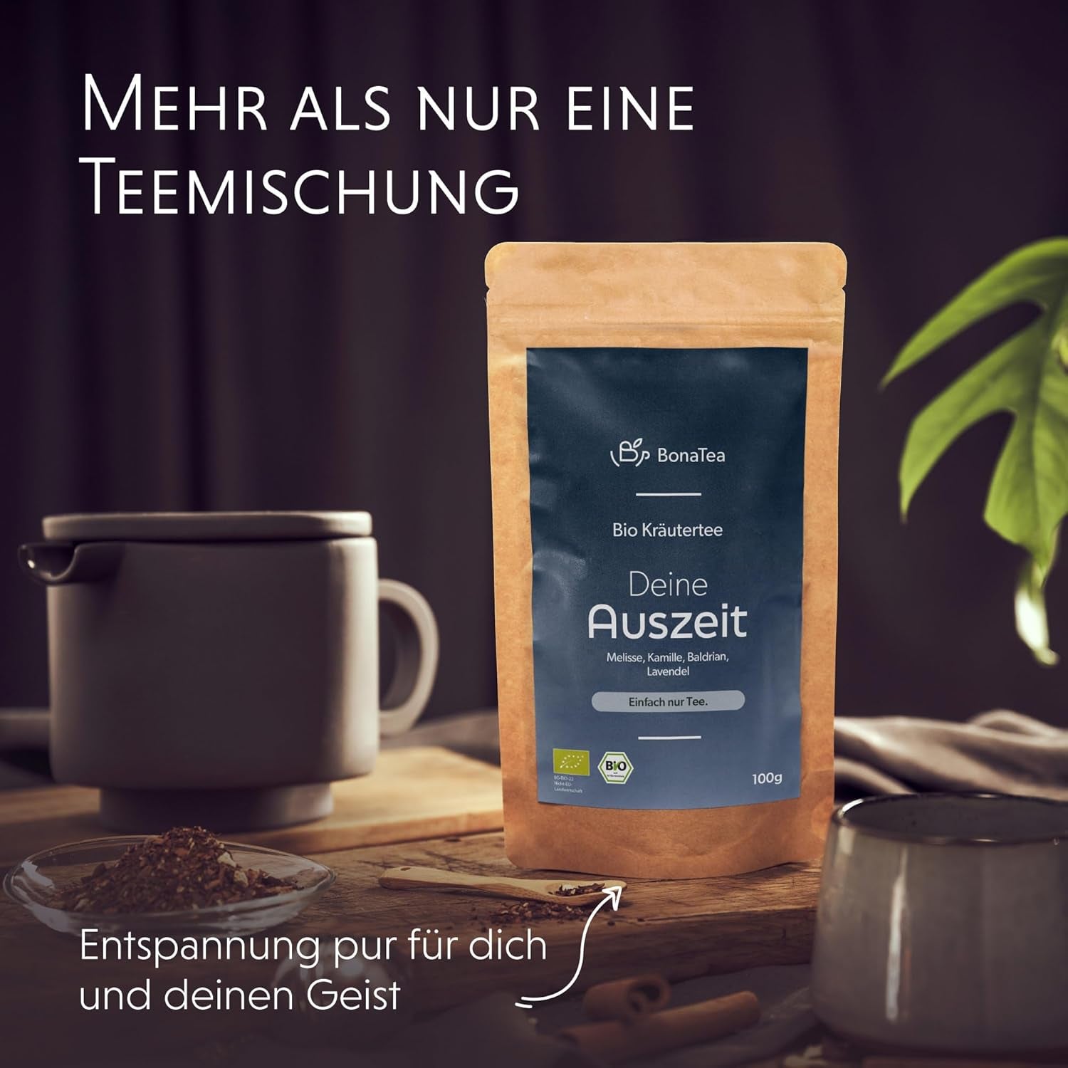 BIO Evening Tea 100 g – Din paus med valeriana, lavendel, citronmeliss, kamomill, örtteblandning för avkoppling på kvällen