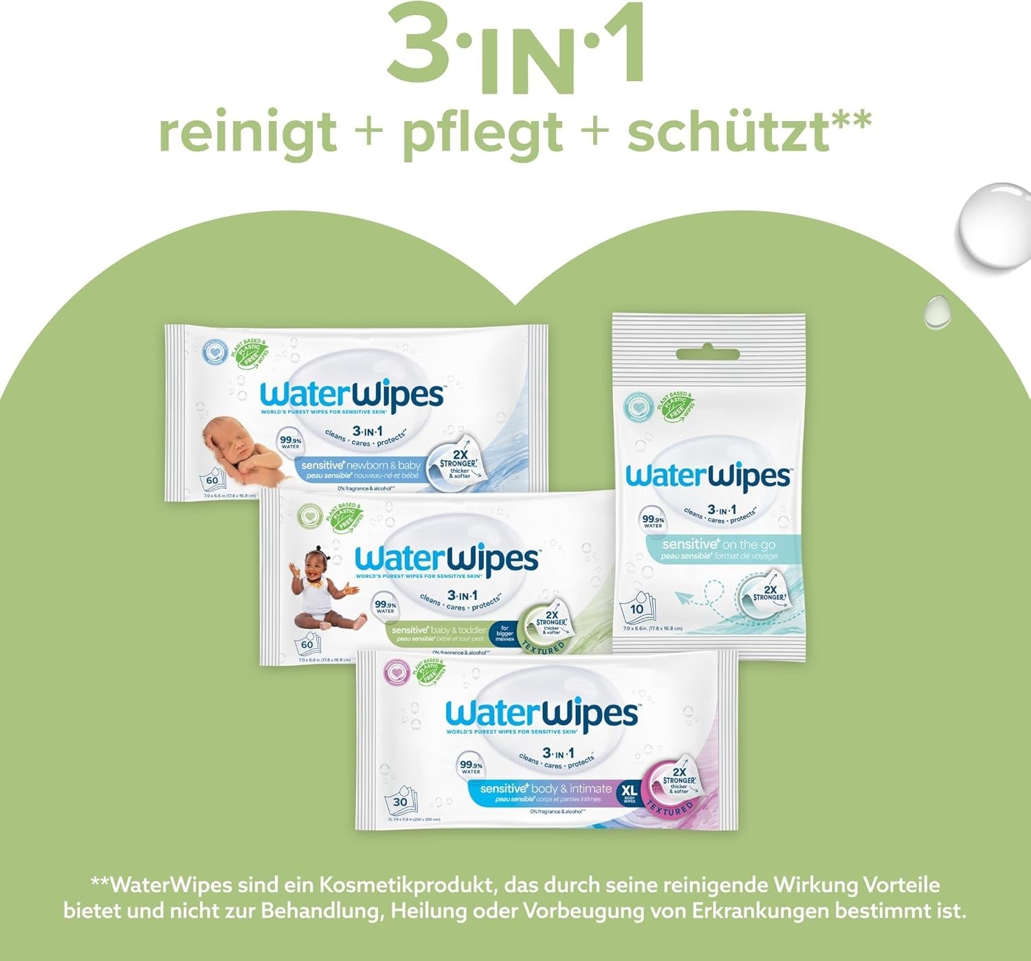 WaterWipes Sensitive+ våtservetter för baby och småbarn, 720 Count (12-pack), 3-i-1 rengöring, vård, skydd, 99,9 % vatten, texturerad rengöring, parfymfri