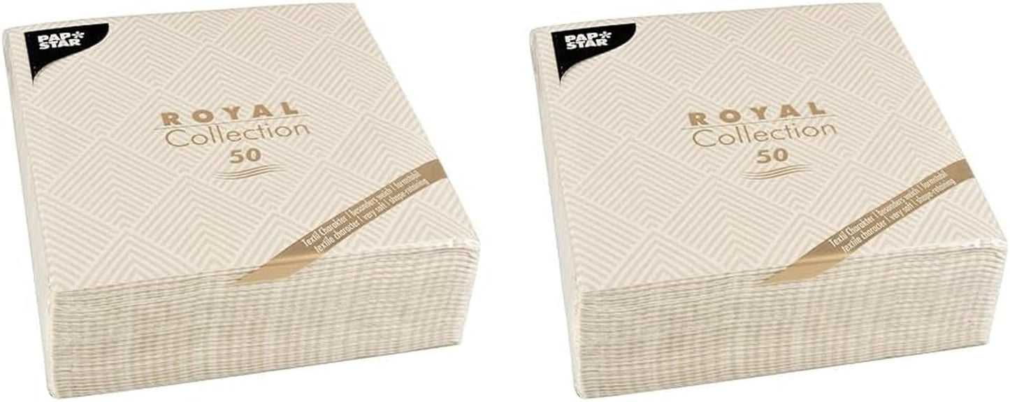 Papstar, 50 servetter "ROYAL Collection" 1/4-faldig 40 Cm X 40 Cm champagne "Elegance", #86497