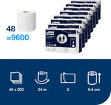 Toalettpapper Tork Small Roll White T4, Advanced, 2-lagers, 48 ​​× 200 ark, 472161