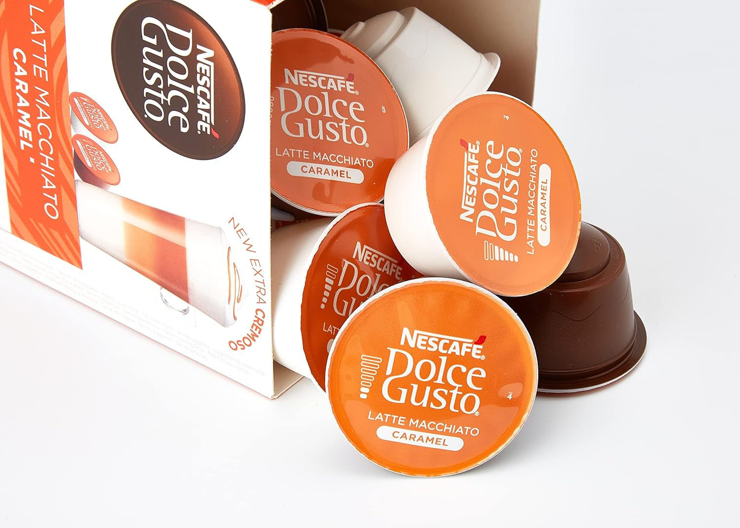 Latte Macchiato | 96 Kaffeekapseln & Latte Macchiato Caramel | 48 Kaffeekapseln | Arabica Robusta Blandning | Feines Caramell Aroma och leckerer Milchschaum