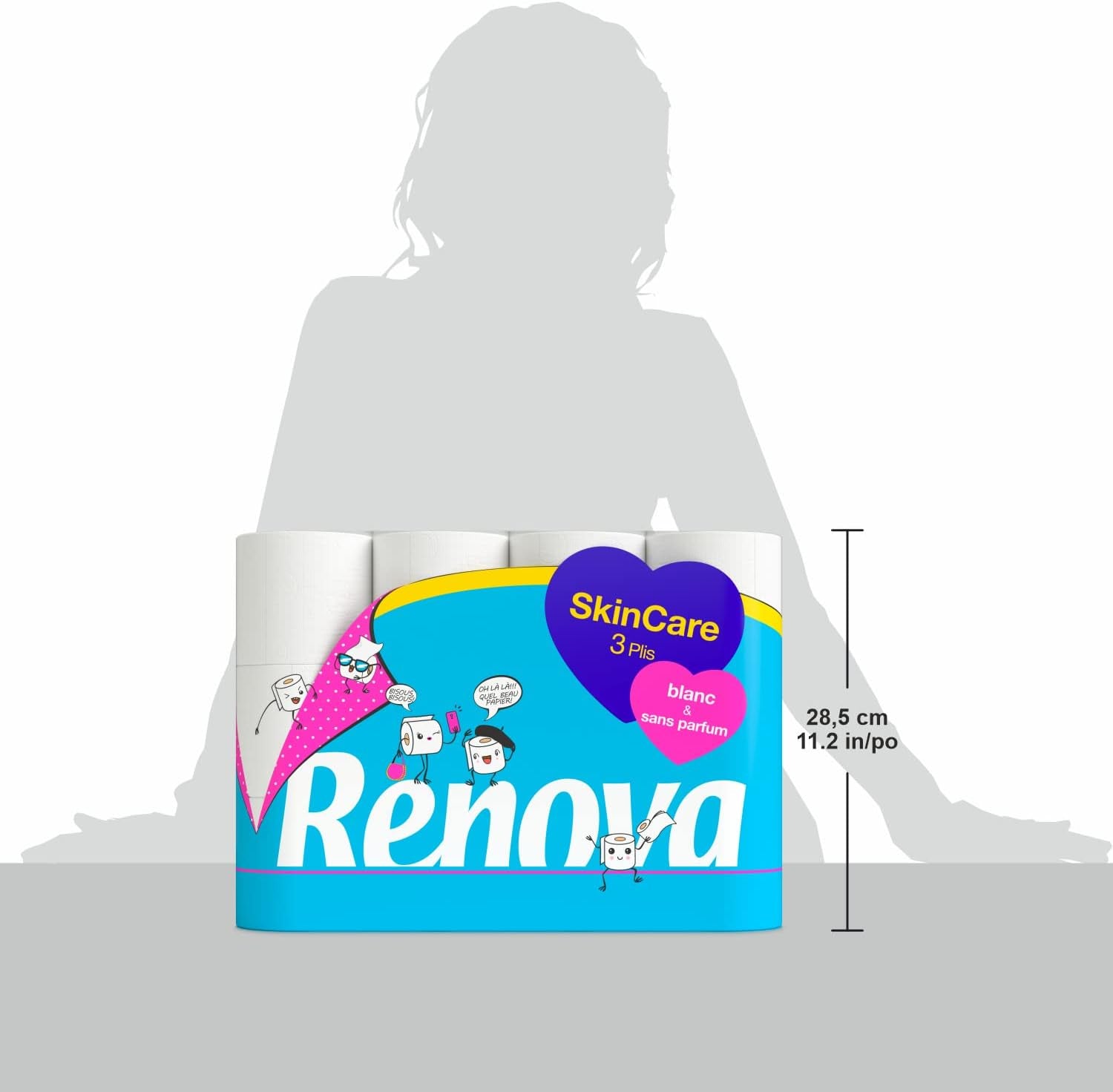 Renova Skincare toalettpapper, 3 lager, vitt, 24 rullar