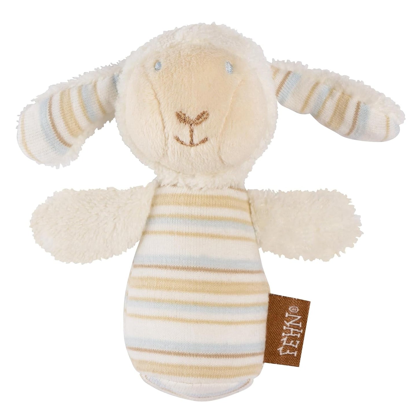 Fehn mini rattle utter - mini gripleksak för att skramla, famla och leka med ett djur av mjukt och gosigt tyg - en lojal följeslagare för spädbarn och småbarn i åldern 0+ månader Babyleksaker Naty Shop Sheep
