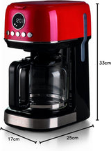 Ariete Moderna 1396 Filter Espressomaskin för att göra amerikanskt kaffe Upp till 15 koppar Glaskaraff Värmeplatta LCD-skärm Avtagbara och tvättbara filter Vita