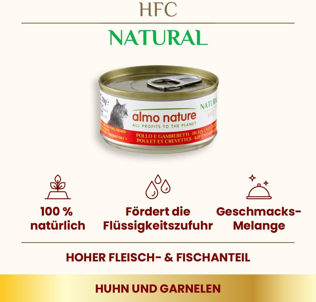 Almo Nature HFC Naturligt våtfoder för katter - Diverse recept med kyckling - 6 x 70g