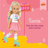 Glitter Girls - Sunnie Dolls - Sunnie Articulated Doll 36cm - Blont hår och gröna ögon - Leksak för 3 år och uppåt