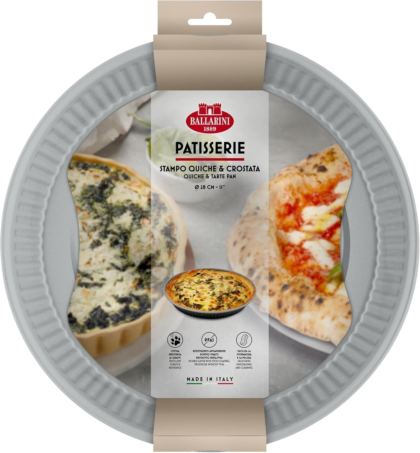 Ballarini, Bakplåt, olika modeller Formar och bakplåtar Naty Shop Grå Quiche tårtform 28 cm