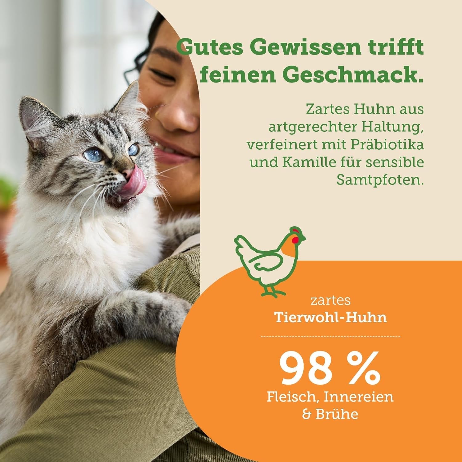 Våtfoder för katter MERA Cats Nature Sensitive med kyckling 12x85g | Monoprotein, sockerfri och spannmålsfri | Hög kötthalt och lättsmält våtfoder för katter