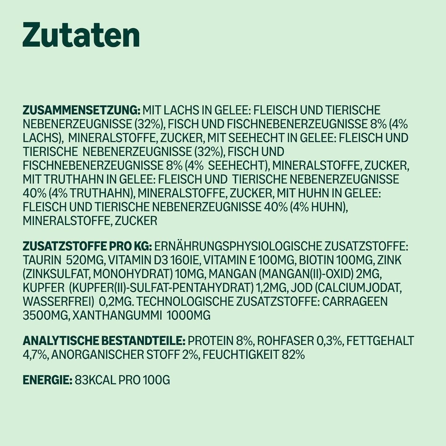 Amazon spannmålsfritt våtmat för vuxna katter Blandat urval i gelé 4,8 kg (48 förpackningar med 100 g vardera)
