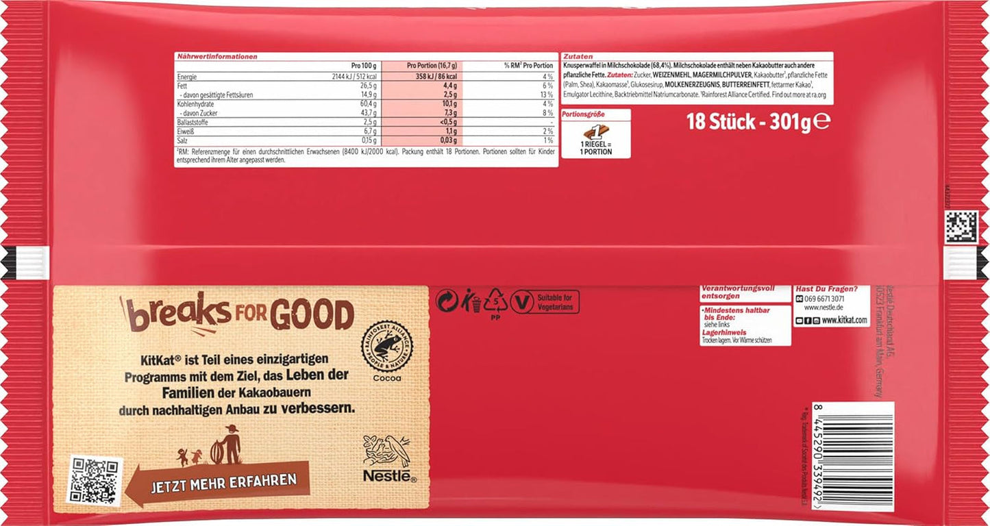 Nestlé Mini XXL Chokladkakor Mjölkchoklad Crunchy Wafer Bars 4-pack (1 x 301g)