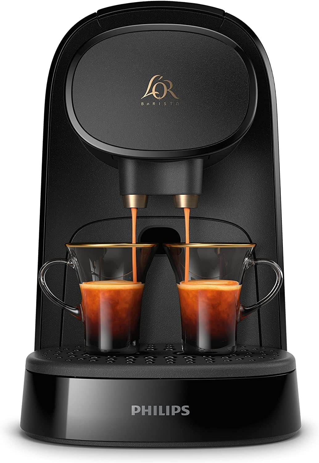 PHILIPS LM8012/60 Kapselespressomaskin - två doser, dubbel nöje, 1 eller 2 koppar, Ristretto, Espresso, Lungo eller Grand Café Long, Dubbel kapsel, äkta espressokvalitet, Piano Black