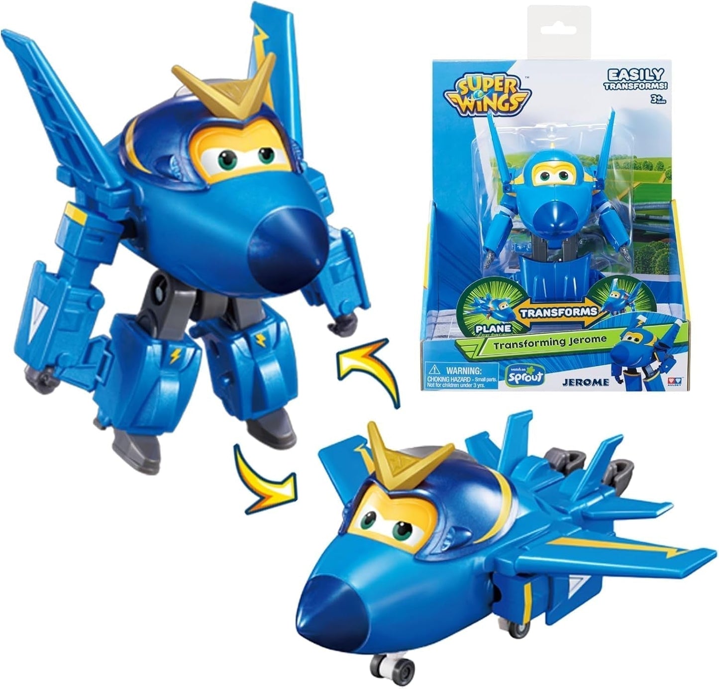 Super Wings 5" Transforming Characters 2-Pack Transforming Supercharged Jett + Tino Transformer Toy för pojkar och flickor i åldrarna 3+ Röda actionfigurer Naty Shop Jerome