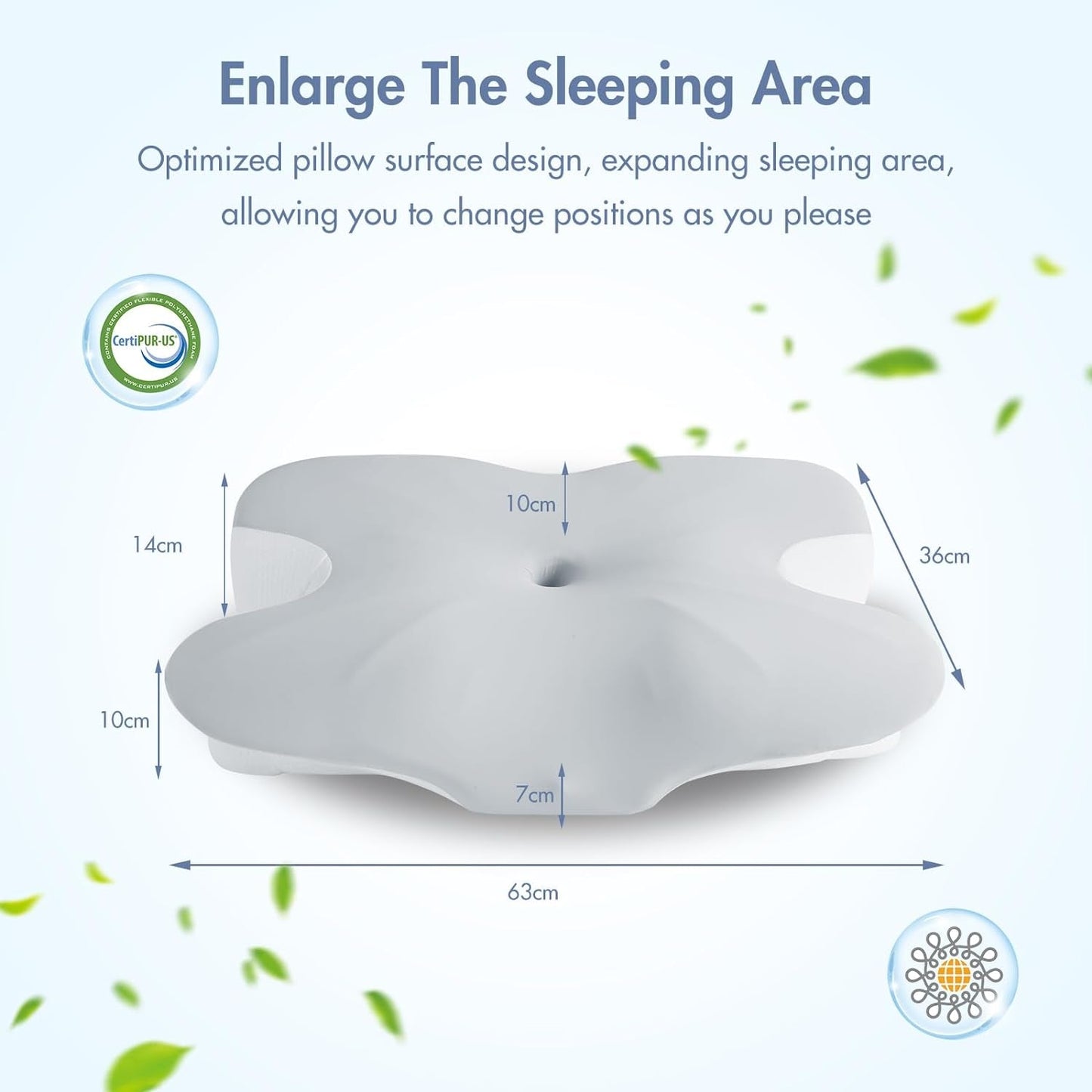 Elegear Memory Foam Kudde med svalkande kuddöverdrag Nacksmärtskudde Sidosömnskudde Ergonomisk kudde Ortopedisk kudde för sidosömmar Rygg Buken 63X 10/14 X36Cm Cervikala ortopediska kuddar Naty Shop