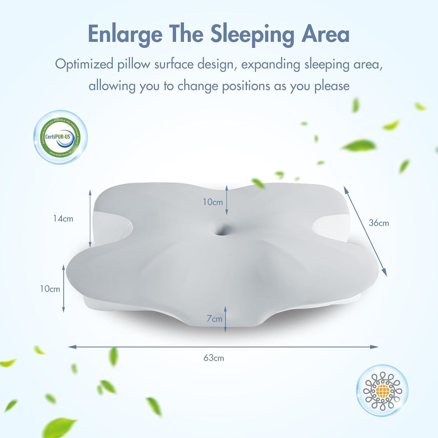 Elegear Memory Foam Kudde med svalkande kuddöverdrag Nacksmärtskudde Sidosömnskudde Ergonomisk kudde Ortopedisk kudde för sidosömmar Rygg Buken 63X 10/14 X36Cm Cervikala ortopediska kuddar Naty Shop