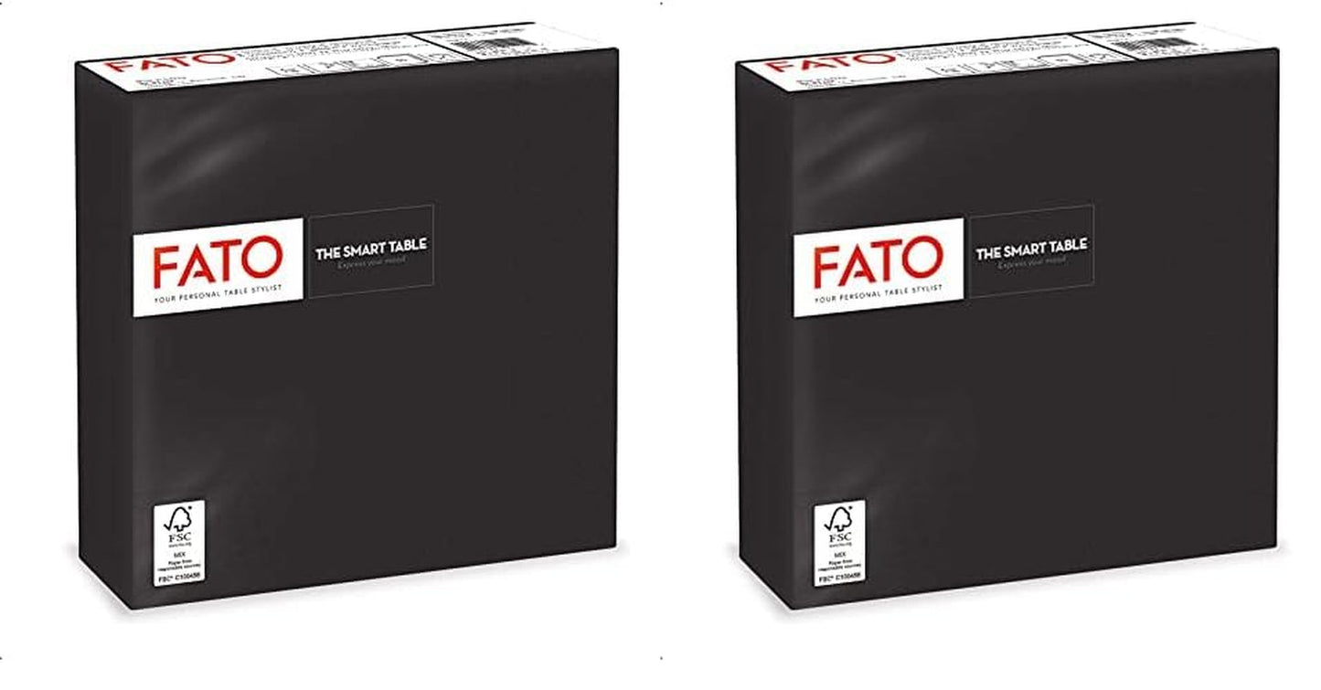 , Engångspappersservetter, idealiska för vardagliga luncher och bufféer, paket med 50 servetter, storlek 33X33, 4-lagers, 2-lagers, svart, Fsc-certifierad (paket med 2)
