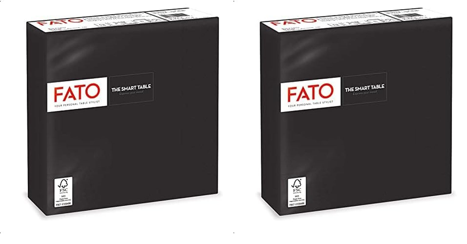 , Engångspappersservetter, idealiska för vardagliga luncher och bufféer, paket med 50 servetter, storlek 33X33, 4-lagers, 2-lagers, svart, Fsc-certifierad (paket med 2)