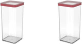 Rotho Loftset med 5 förvaringsburkar med lock, olika storlekar, BPA-fri matplast (PP), klar/röd, (21,4 x 21,4 x 23,5 cm) Naty Shop Matförvaringslådor 1,5L (2-pack)