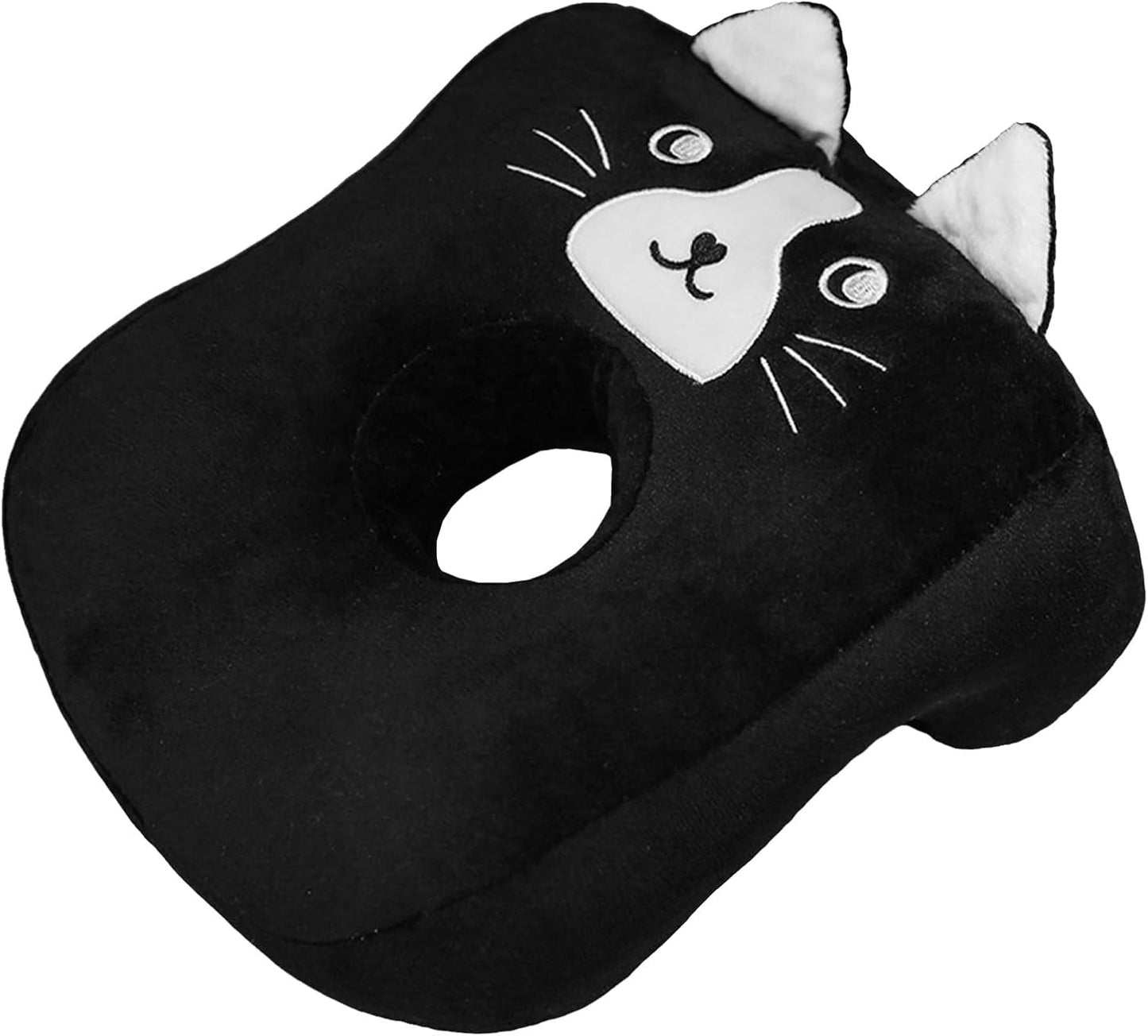 Office Sömnkudde Memory Bomull Söt Öronhål Kudde Mjuk Sömnkudde Side Sleeper Öronkudde för kvinnor Flickor Barn (Kattunge Grå) Cervikala ortopediska kuddar Naty Shop Black Cat