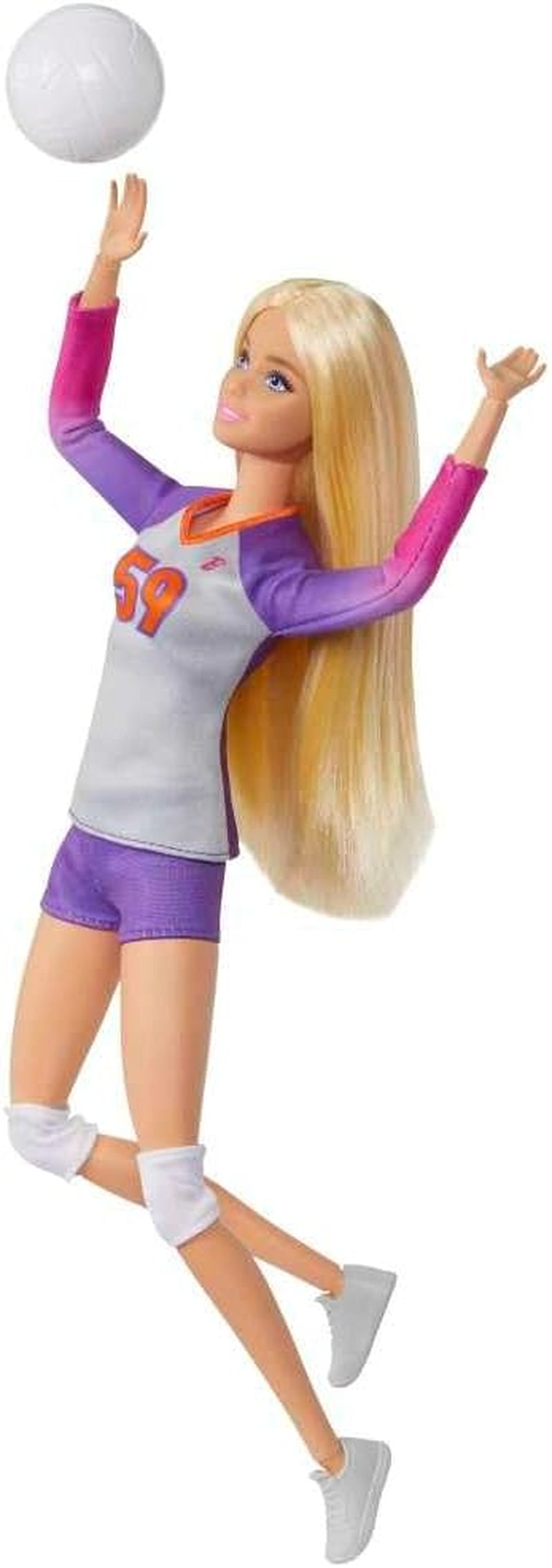 Barbie Made to Move - Volleybollspelare docka med t-shirt och boll - 22 leder för realistiskt spel, inkluderar volleyboll och sportkläder, HKT72 Naty Shop Dolls