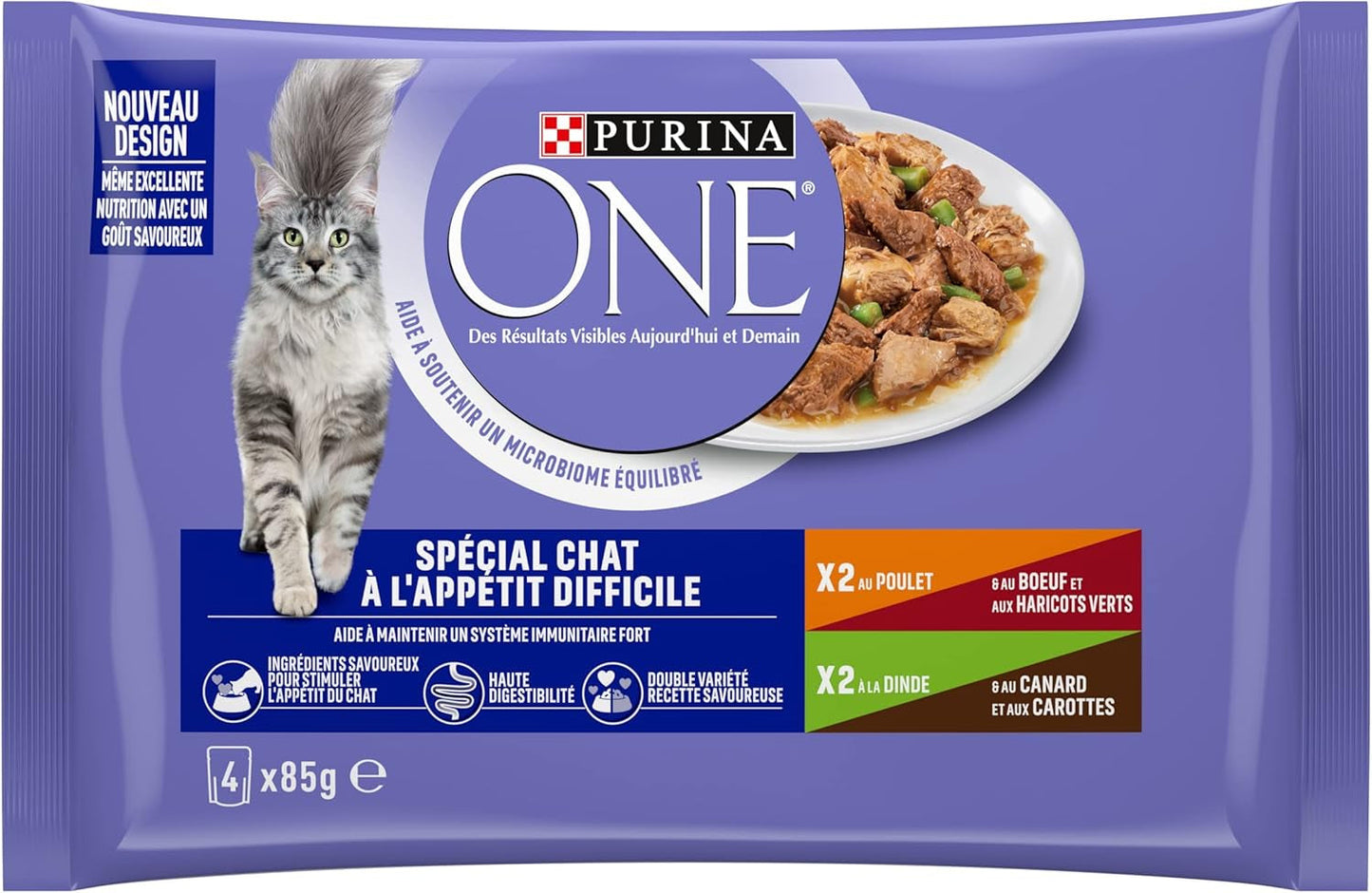 Purina One - Spezialfutter i sås Svål/Huhn/Ente und Turkeyhn für Katzen mit Appetit, 340 g