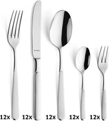 Amefa Satina bestickset i 60 delar, för 12 personer, säker Kitchen Naty Shop
