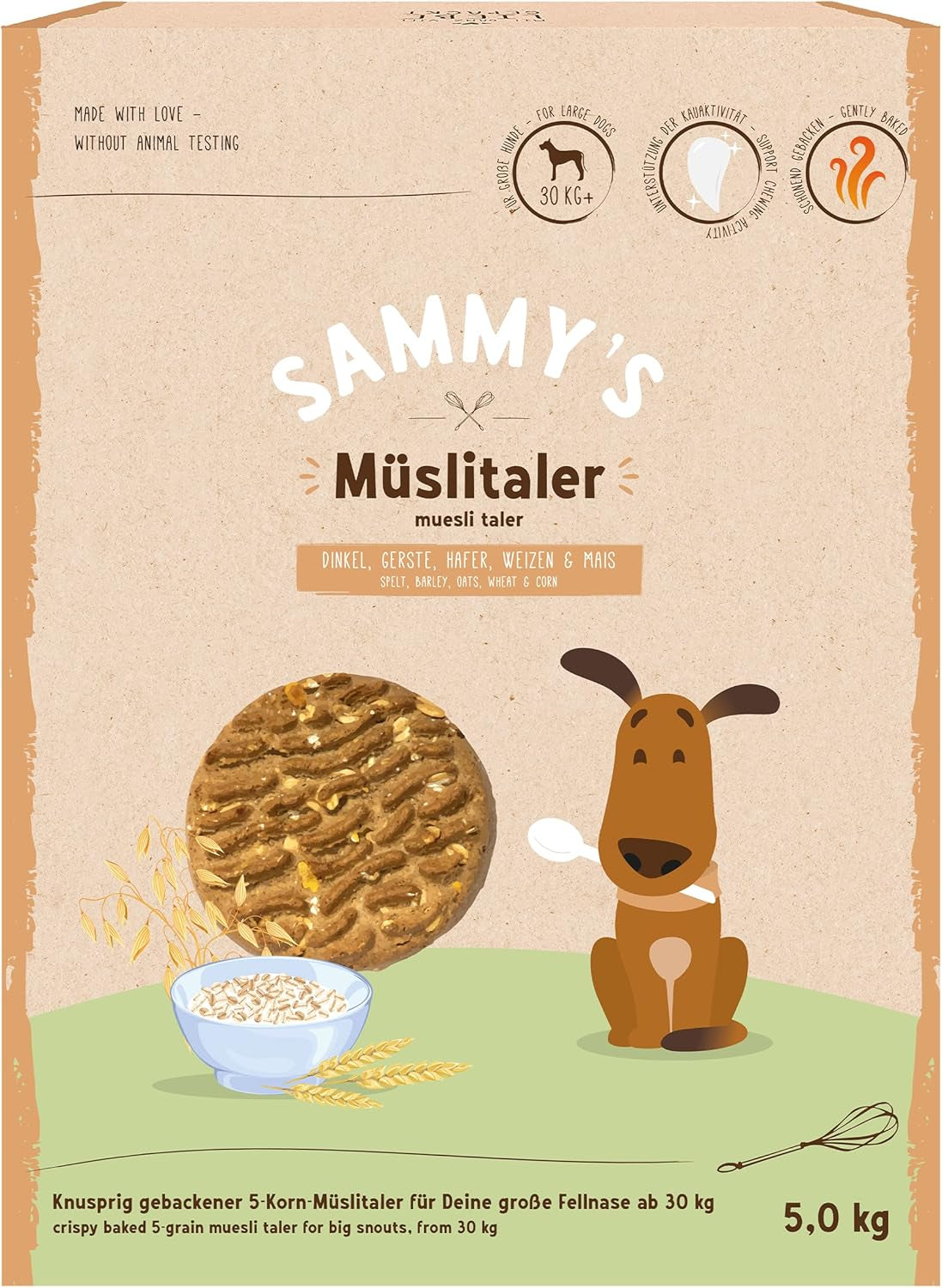 Sammys müslimynt | Krisiga bakade snacks för hundar | 5 kornmüslimynt till din stora lurviga vän (30 kg+) | 1 kg