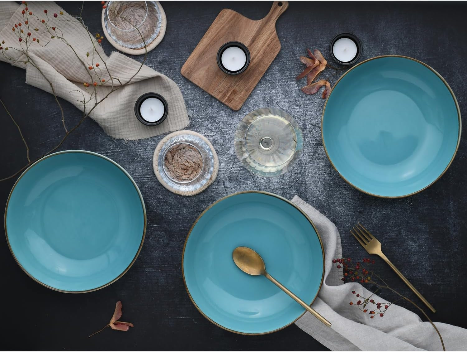Creatable, 21683, Serie Nature Collection Water, 4-teiliges Geschirrset für 4 Personen, Poke Bowl aus Steinzeug, spülmaschinen- och mikrowellengeeignet, Qualitätsproduktion