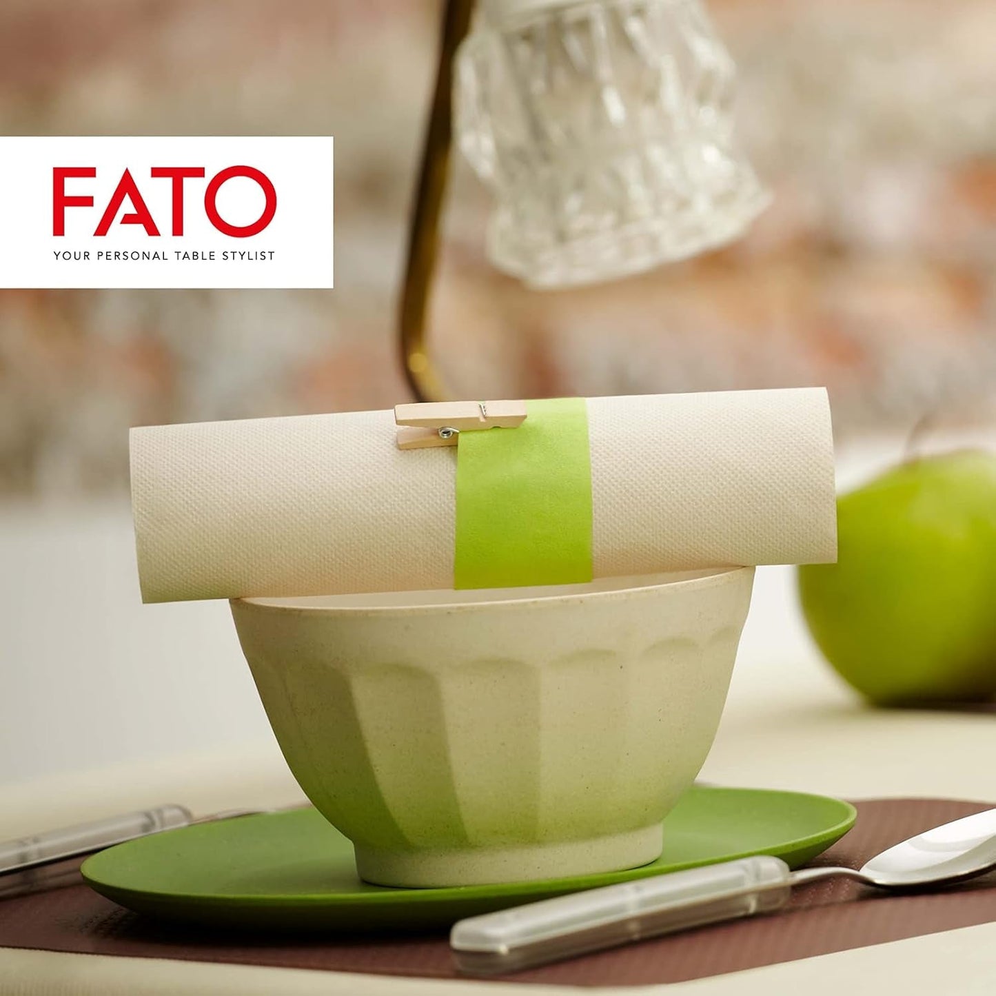 Fato - Naturliga 4-faldiga engångspappersservetter, miljövänliga, 40-pack, storlek 38X38, 2-lagers, 100 % återvunnet papper