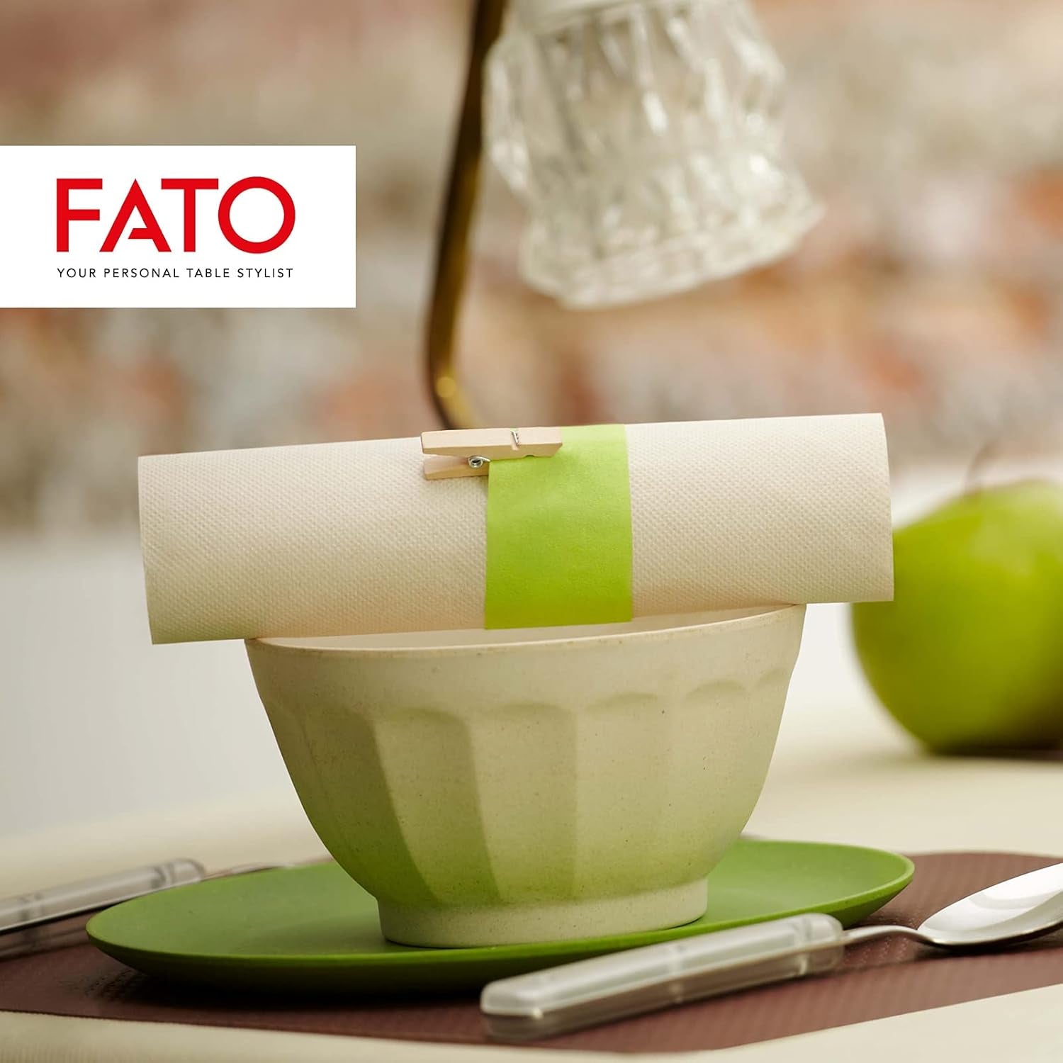 Fato - Naturliga 4-faldiga engångspappersservetter, miljövänliga, 40-pack, storlek 38X38, 2-lagers, 100 % återvunnet papper