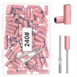 BLESWIN 100 st Små slipband för spikborr, finkornig 240 st med 2 st 3 mm borr, minislipband för polering av naturliga naglar och rengöringsnagelband för prep, rosa