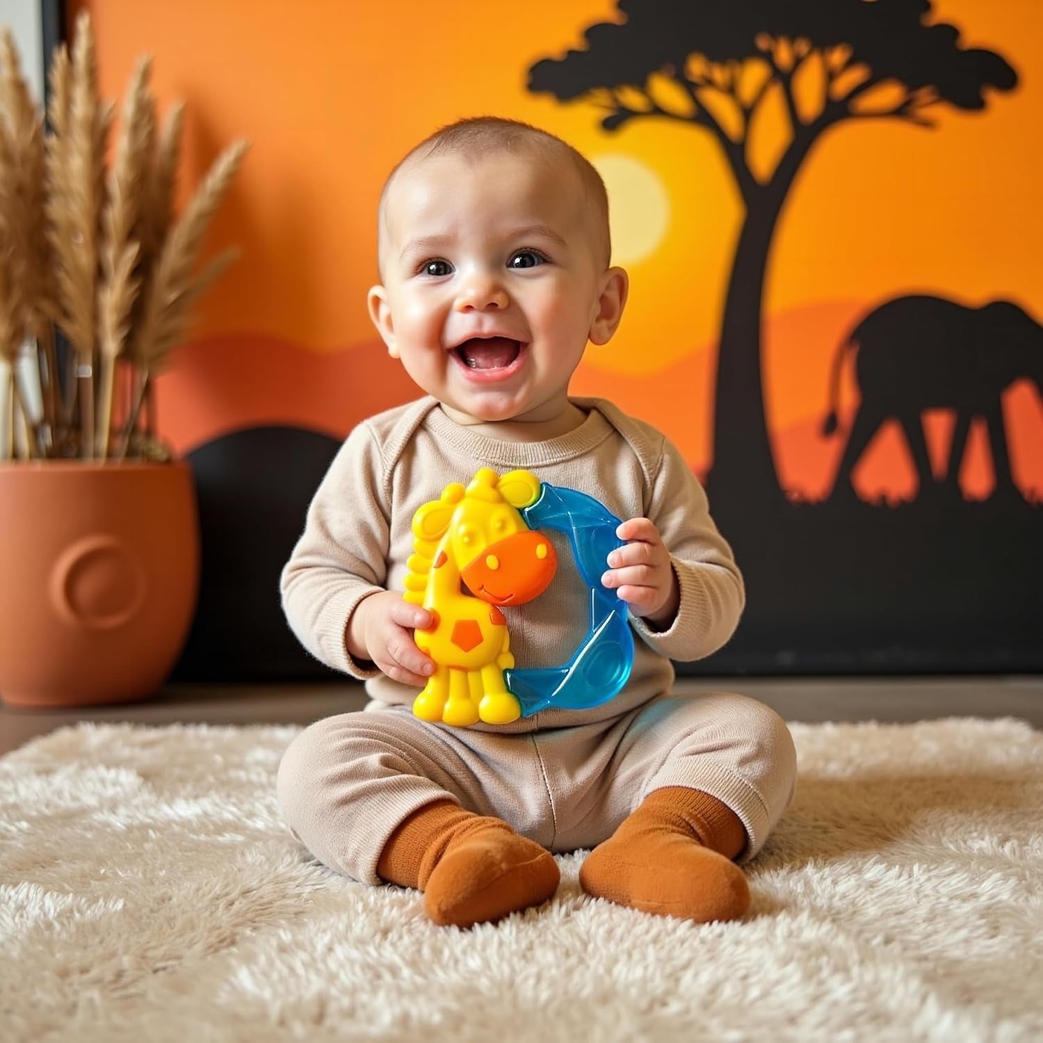 Playgro Jerry Giraffe Bringning - Baby Bringning - Silikon Bringning - Silikon Bringning - Tandningshjälp - Silikon - Baby Bringning - Färgglad