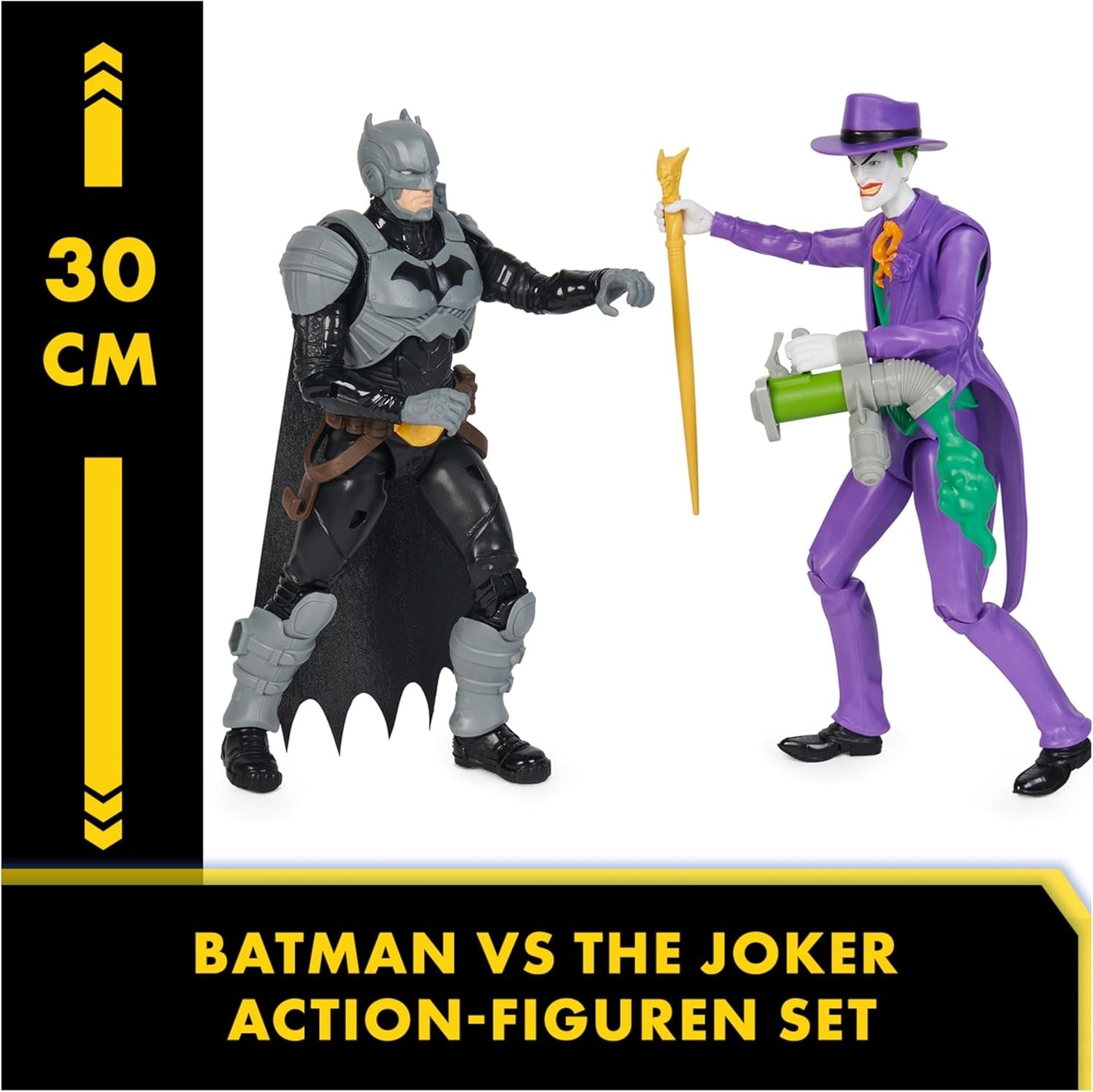 DC Batman Adventures Batman Vs the Joker Actionfigurset, 30 cm - 2 helt rörliga figurer med 12 växlar för spännande rollspel, leksak för 4+ barn Actionfigurer Naty Shop