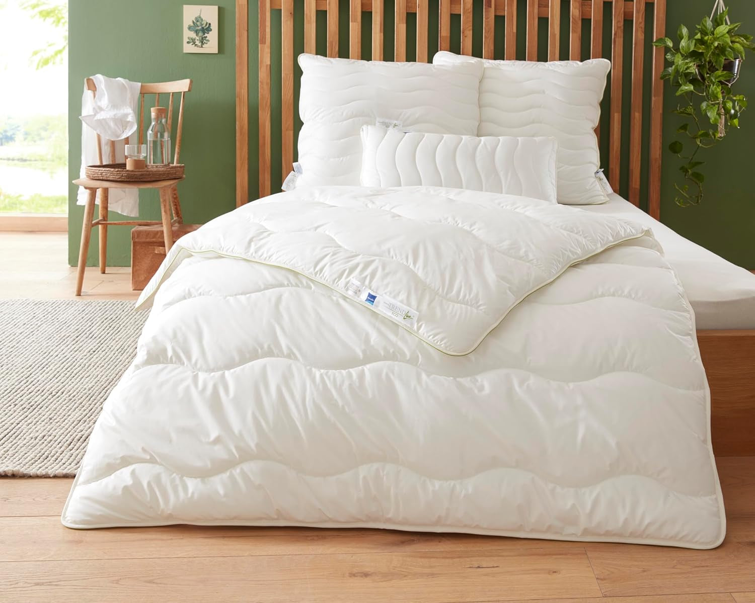 Badenia Trendline Eco quilt Aerelle Blue Duo 135 X 200 Cm, Vit, Öko-Tex certifierad, Tillverkad i enlighet med tysk kvalitetsstandard Täcken och täcken Naty Shop 135 X 200 Duo vintertäcke