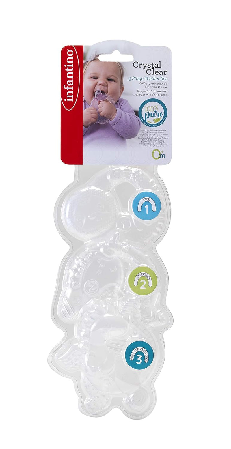 Infantino 316564-01 Infantino Transparenta tandringar - Mjuk tandring, gjord av icke-giftigt material, för sensorisk utveckling och stöd för barnsjukdomar, flerfärgad