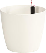 Dehner Mila blomkruka med självvattningssystem, Ø 30 cm, höjd 26 cm, plast, vit